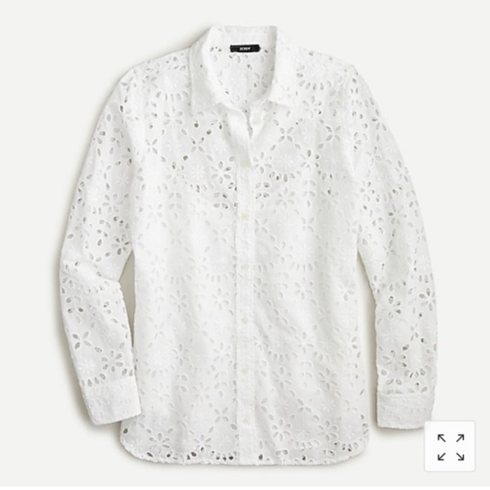 Button up down shirt embroidered eyelet 2 XS NEW